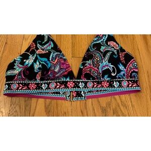 Black with Bright Paisley Print Bikini Top